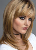 Layered Shag Hairstyle With Bangs Medium Synthetic Capless Wigs