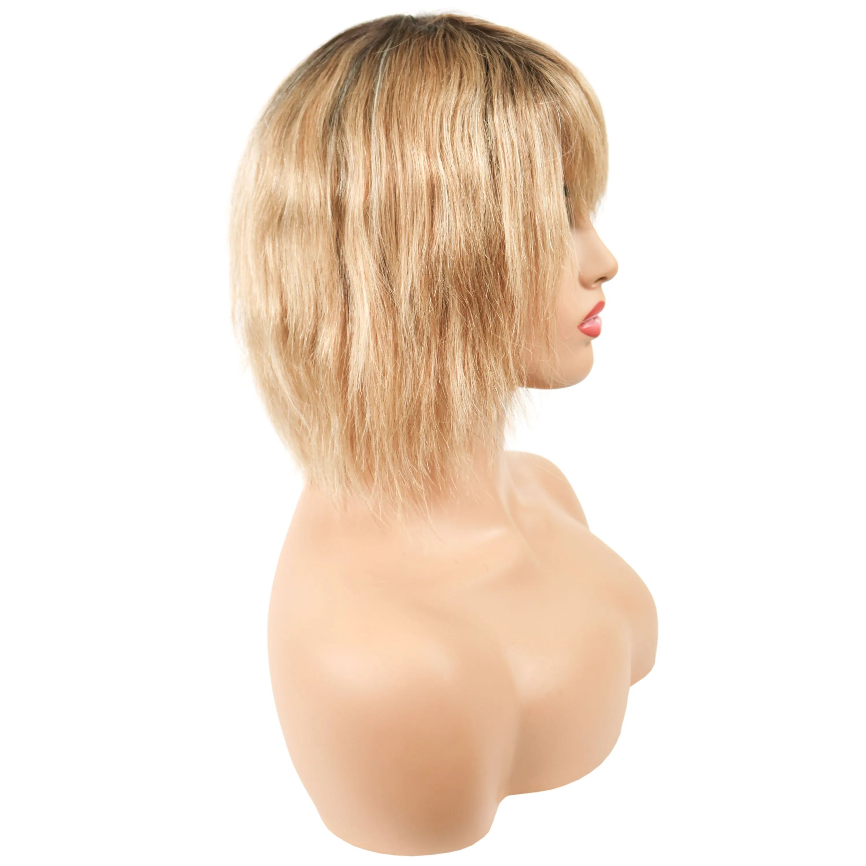 Short Hairstyle Bob Shaggy Human Straight Hair Capless Wigs 10 Inches