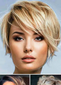 Short Shaggy Women's Layered Hairstyles Straight Synthetic Hair Capless Wigs 8Inch