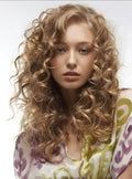 Fascinating Sexy Long Big Curly Blonde 100% Human Hair Full Lace Wig 18 Inches