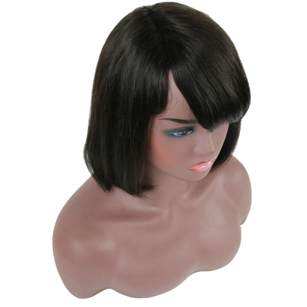 Taraji Henson Short Straight Bob Hair Style Human Hair Capless Wigs 10 Inches