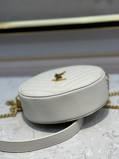 YSL Bolsa transversal Vinyle Redonda White 17 x 17 x 5.5 cm