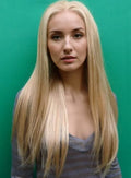 Long Silky Straight Blonde Full Lace Wigs 100% Human Remy Hair 22 Inches