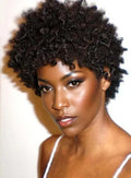 African American Short Kinky Curly Full Lace Human Hair Wig 6 Inches