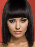 Unique Medium Straight with Full Bangs Capless Human Hair Wig 12 Inches