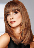 Women's Long Length Bob Hairstyles Brown Color Straight Synthetic Hair Wigs With Bangs Capless Wigs 20Inch