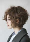 Short Bob Wavy Human Hair Women Wigs 12 Inches