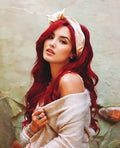 Red Long Wave Side Part Bangs Lace Front Wigs Synthetic Hair 22 Inches
