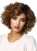 Women's Natural Hairline Voluminous and Tight Culry Synthetic Hair Capless Wigs 14Inches