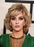 Fashion Jane Fonda Style Medium Loose Wave Layered Synthetic Hair Capless Wig 12 Inches