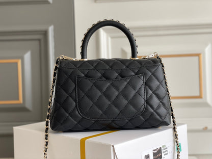 Chanel Coco Handle Black Bag Handle Flap Small/Mini Bag Black - 24x14x10cm