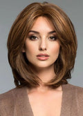 Full Hair Mid Part Medium Bob Hairstyles Women's Natural Straight Synthetic Hair Capless Wigs 16Inch