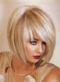 Soft Layered Cut Fashion Short Straight Blonde 100% Human Hair Bob Wig 10 Inches